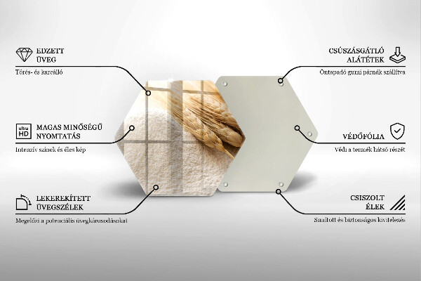 Kuchynská doska veľká zo skla Múka a obilné klasy