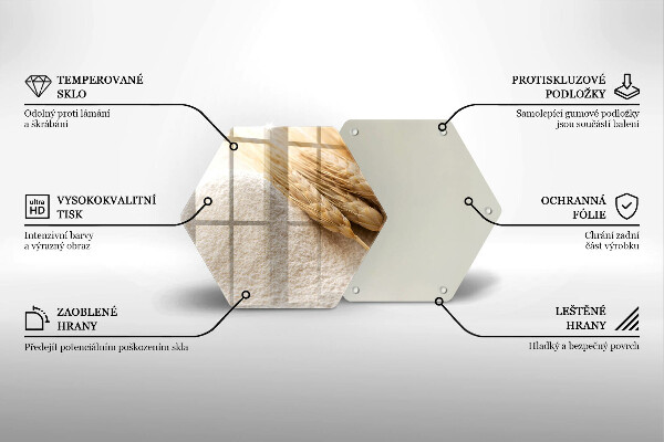 Kuchynská doska veľká zo skla Múka a obilné klasy