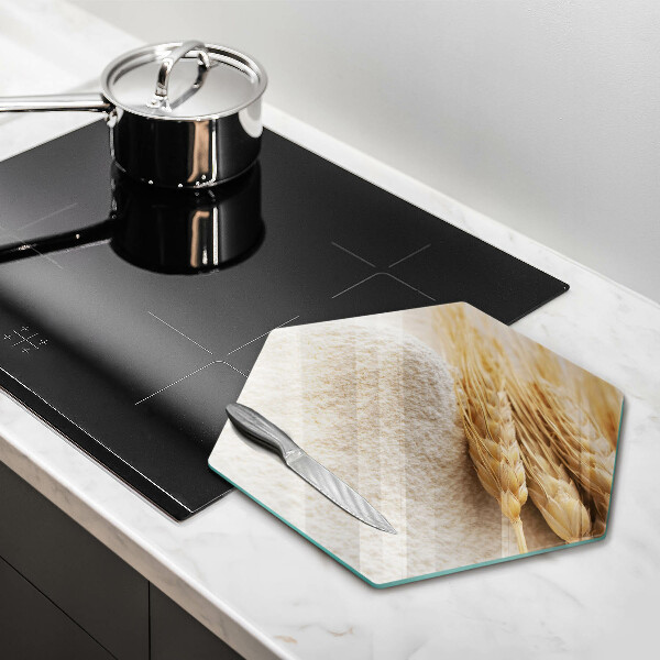 Kuchynská doska veľká zo skla Múka a obilné klasy