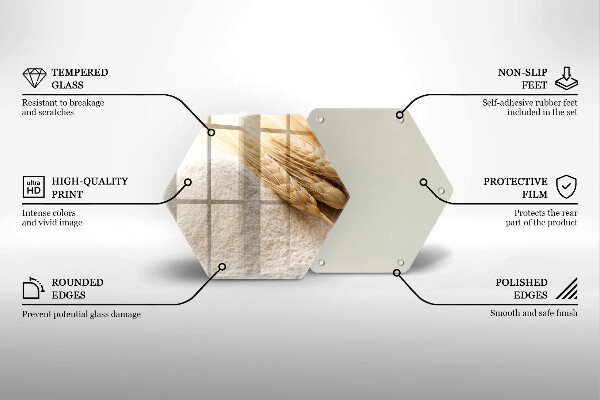 Kuchynská doska veľká zo skla Múka a obilné klasy