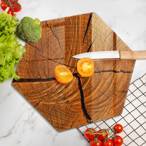 Kuchynská doska veľká zo skla Drevená konštrukcia kmeňa