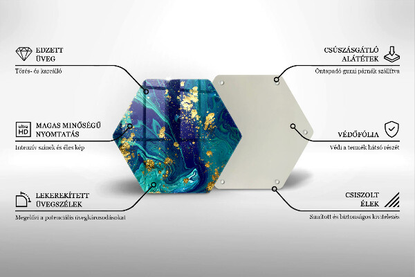 Kuchynská doska veľká zo skla Abstrakcia so zlatom