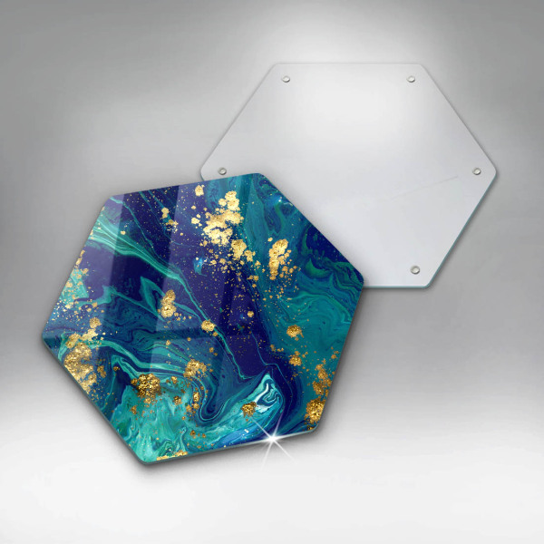 Kuchynská doska veľká zo skla Abstrakcia so zlatom