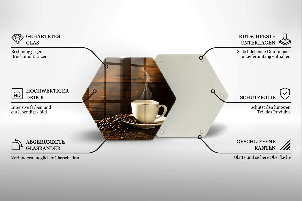 Kuchynská doska veľká zo skla Drevená šálka na kávu