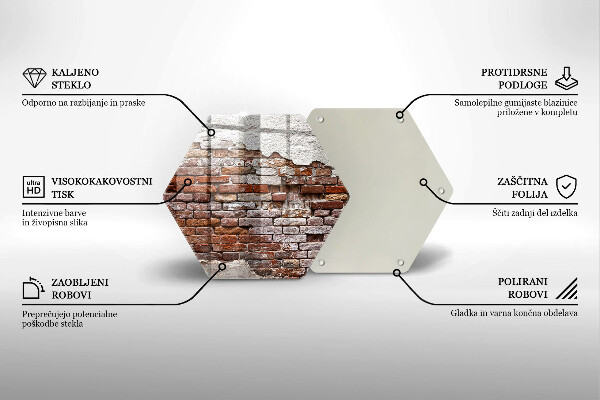 Kuchynská doska veľká zo skla Stará tehlová a betónová stena