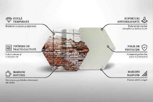 Kuchynská doska veľká zo skla Stará tehlová a betónová stena