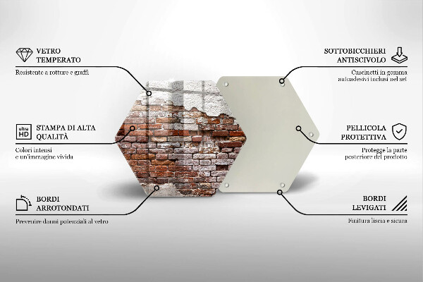 Kuchynská doska veľká zo skla Stará tehlová a betónová stena