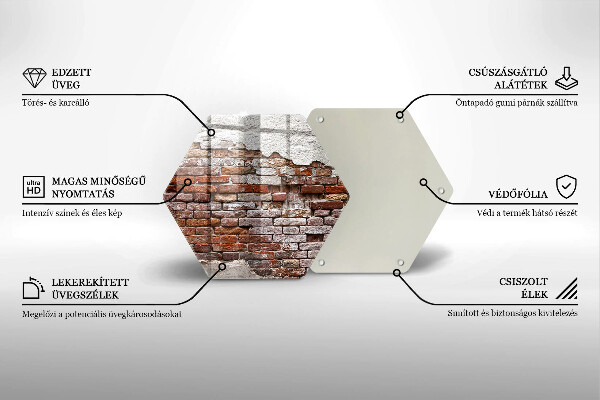 Kuchynská doska veľká zo skla Stará tehlová a betónová stena