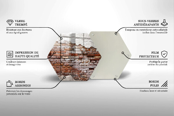 Kuchynská doska veľká zo skla Stará tehlová a betónová stena