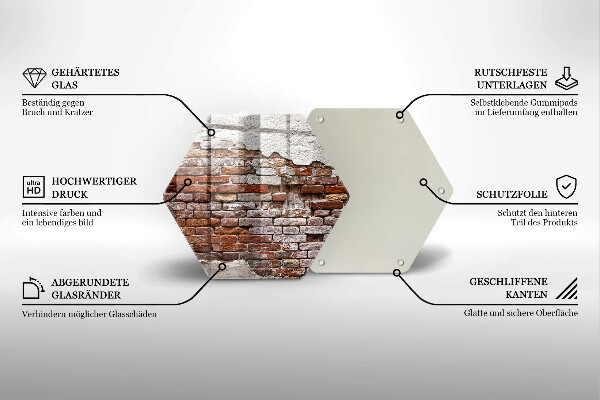 Kuchynská doska veľká zo skla Stará tehlová a betónová stena
