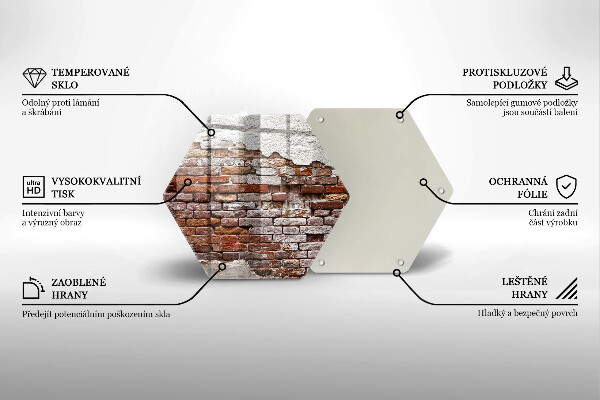 Kuchynská doska veľká zo skla Stará tehlová a betónová stena