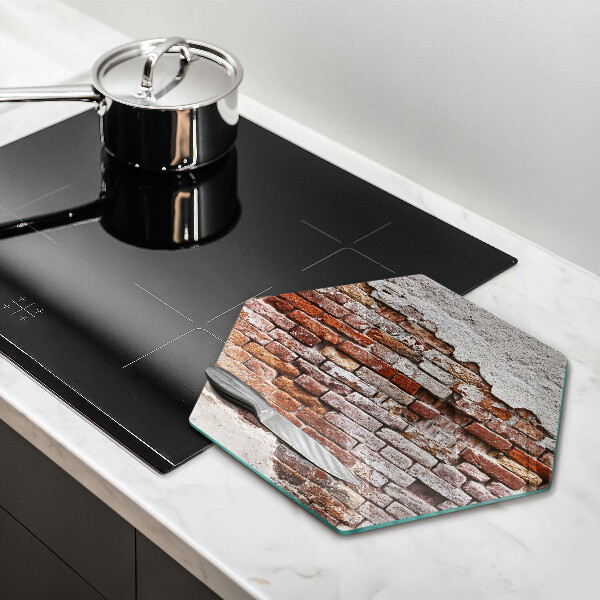 Kuchynská doska veľká zo skla Stará tehlová a betónová stena