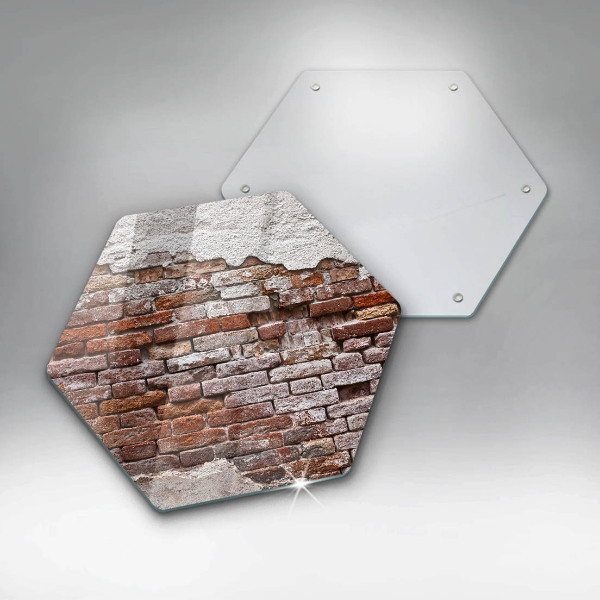 Kuchynská doska veľká zo skla Stará tehlová a betónová stena