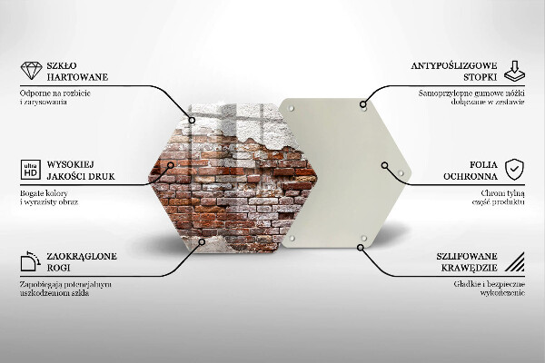 Kuchynská doska veľká zo skla Stará tehlová a betónová stena