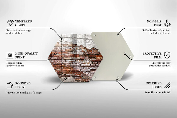 Kuchynská doska veľká zo skla Stará tehlová a betónová stena