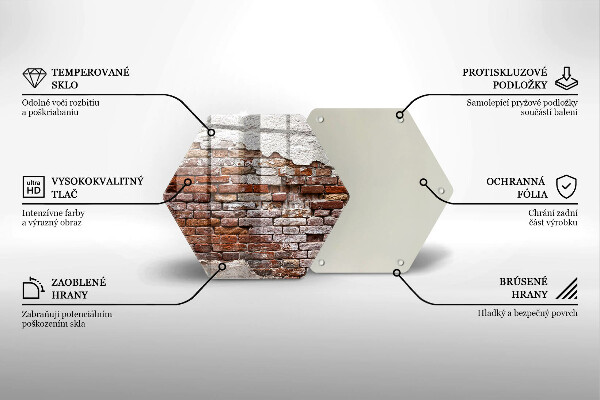 Kuchynská doska veľká zo skla Stará tehlová a betónová stena