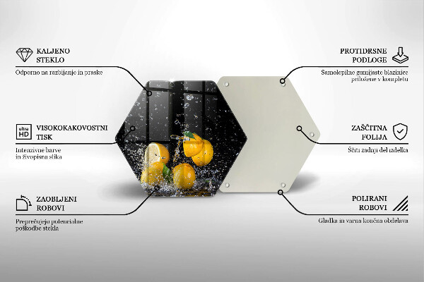 Kuchynská doska veľká zo skla Šťavnaté citrónové ovocie