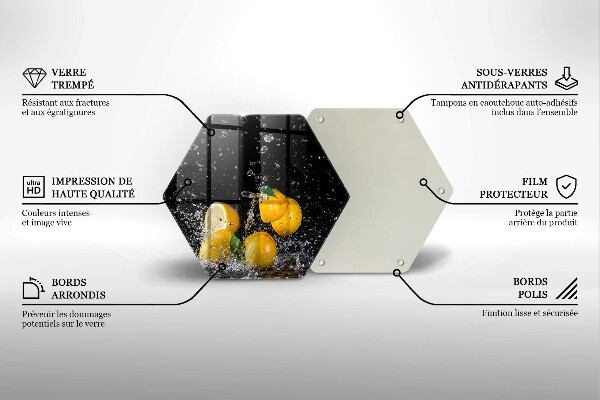 Kuchynská doska veľká zo skla Šťavnaté citrónové ovocie