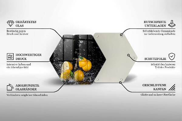 Kuchynská doska veľká zo skla Šťavnaté citrónové ovocie