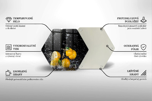 Kuchynská doska veľká zo skla Šťavnaté citrónové ovocie