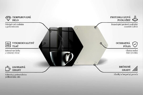 Kuchynská doska veľká zo skla Šálka čaju