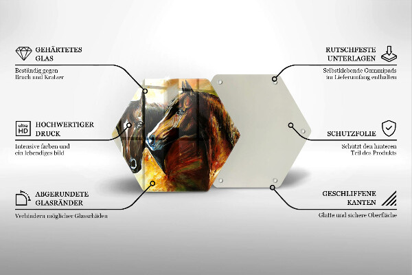 Kuchynská doska zo skla Zvieratá kone