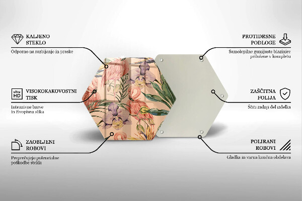Kuchynská doska veľká zo skla Ilustrácie plameniakov