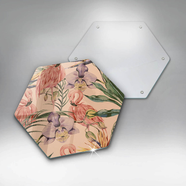 Kuchynská doska veľká zo skla Ilustrácie plameniakov