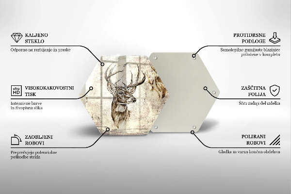 Kuchynská doska veľká zo skla Jeleň zvierat ilustrácie