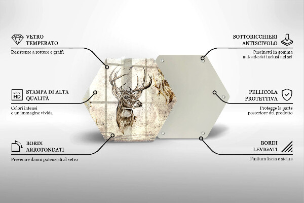 Kuchynská doska veľká zo skla Jeleň zvierat ilustrácie