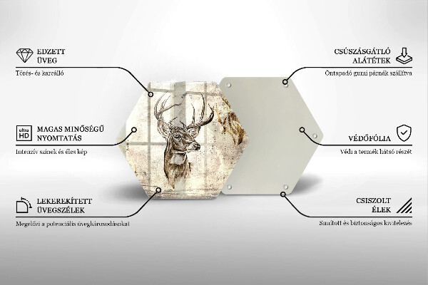 Kuchynská doska veľká zo skla Jeleň zvierat ilustrácie