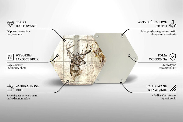 Kuchynská doska veľká zo skla Jeleň zvierat ilustrácie
