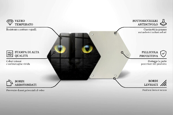 Kuchynská doska veľká zo skla Zvieracie mačacie oči
