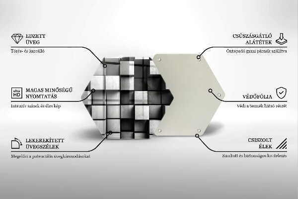 Kuchynská doska veľká zo skla Abstraktné 3D štvorce