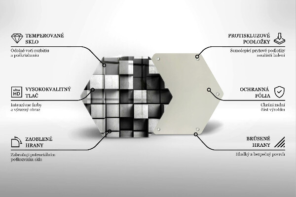 Kuchynská doska veľká zo skla Abstraktné 3D štvorce