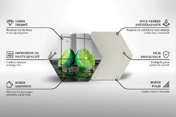 Kuchynská doska zo skla Šťavnaté limetky a voda