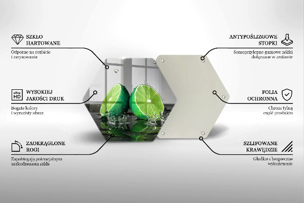Kuchynská doska zo skla Šťavnaté limetky a voda