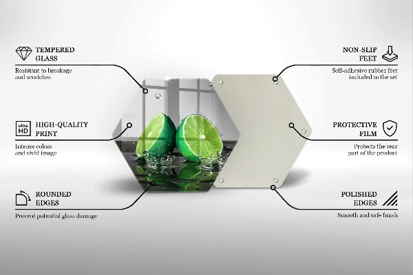Kuchynská doska zo skla Šťavnaté limetky a voda