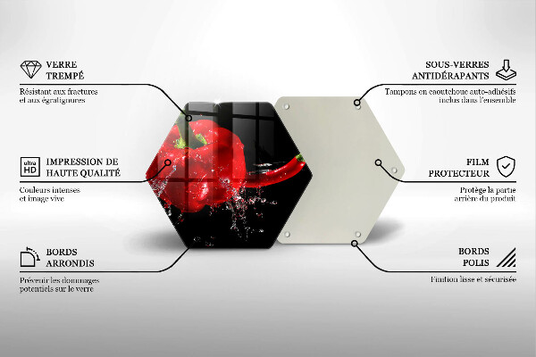 Kuchynská doska veľká zo skla Červená paprika vo vode