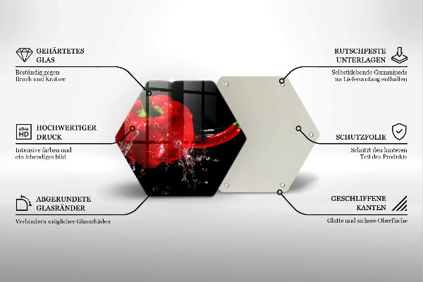Kuchynská doska veľká zo skla Červená paprika vo vode