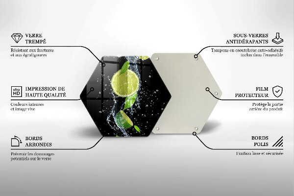 Kuchynská doska veľká zo skla Šťavnaté limetky vo vode