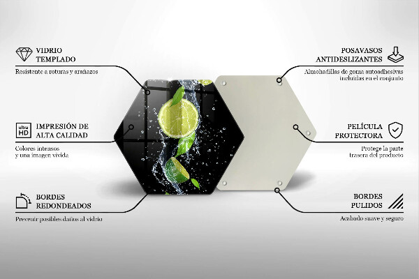 Kuchynská doska veľká zo skla Šťavnaté limetky vo vode