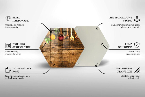 Kuchynská doska veľká zo skla Drevené lyžice korenia