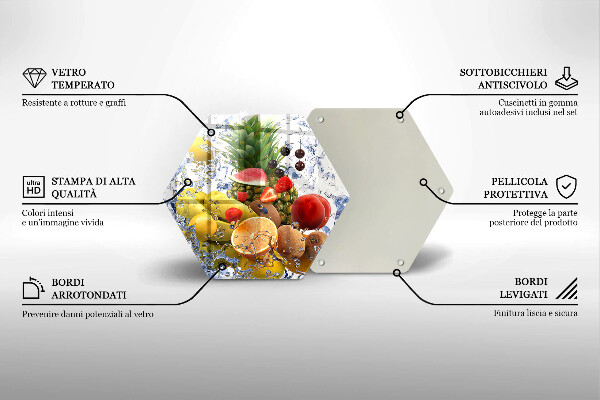 Kuchynská doska veľká zo skla Šťavnaté ovocie a voda