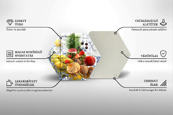 Kuchynská doska veľká zo skla Šťavnaté ovocie a voda
