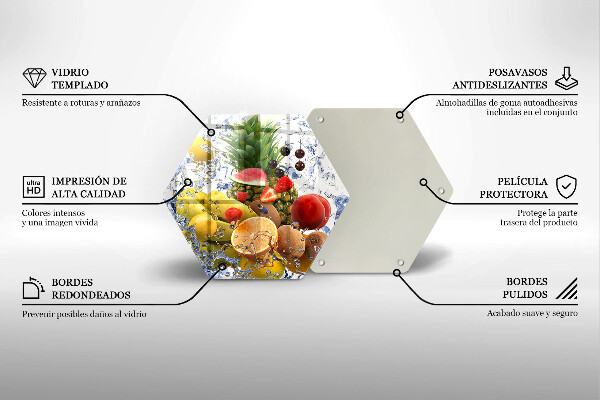 Kuchynská doska veľká zo skla Šťavnaté ovocie a voda