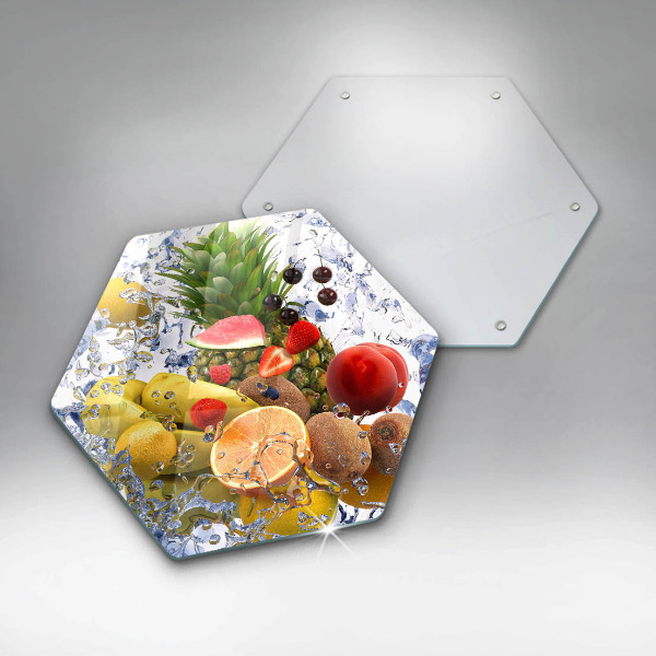 Kuchynská doska veľká zo skla Šťavnaté ovocie a voda