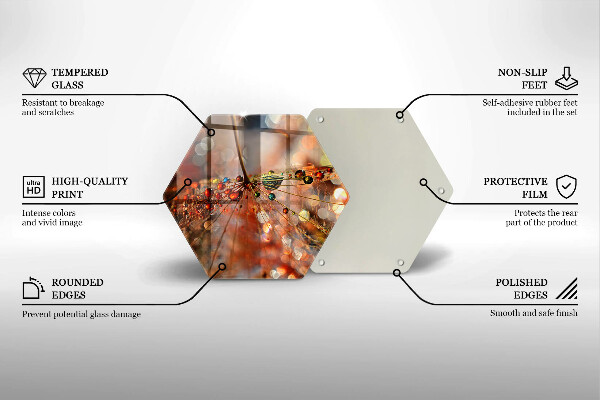 Kuchynská doska veľká zo skla Mokrá púpava