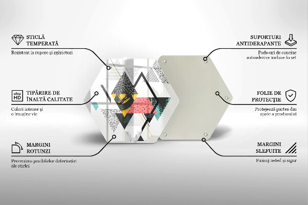 Kuchynská doska veľká zo skla Abstraktné trojuholníky