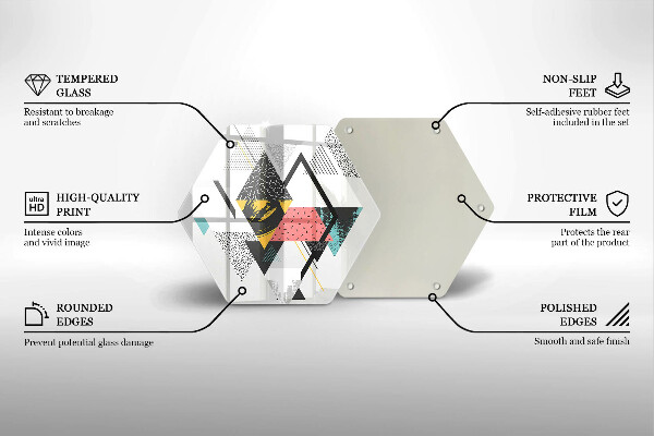 Kuchynská doska veľká zo skla Abstraktné trojuholníky